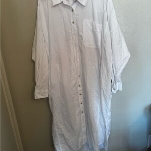 White Long Sleeve Shirt Dress